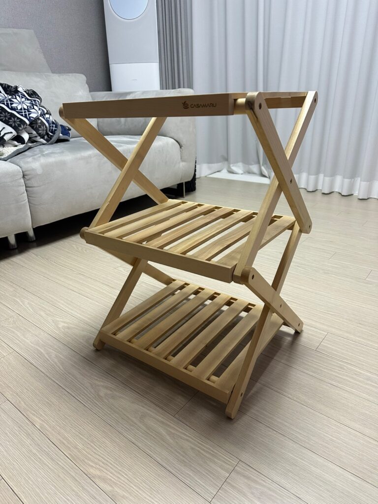 직접 구매한 접이식 까사마루 자작나무 3단 캠핑 선반 리뷰